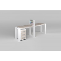 Двухместный маникюрный стол "Matrix" с подставкой для лаков и тумбой